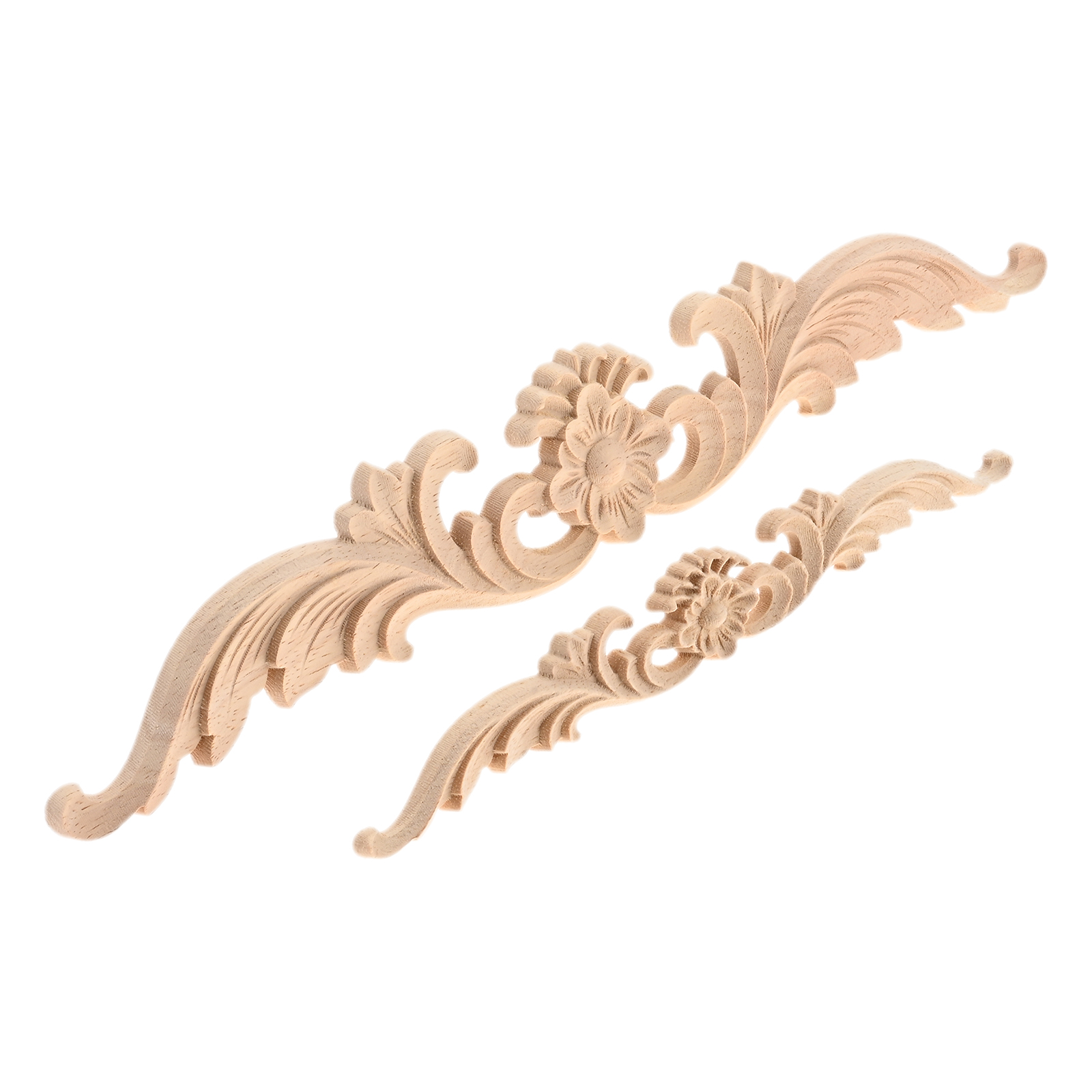 Outdoor Furniture Vintage - 2pcs 20cm/30cm Unpainted Wooden Carved Applique