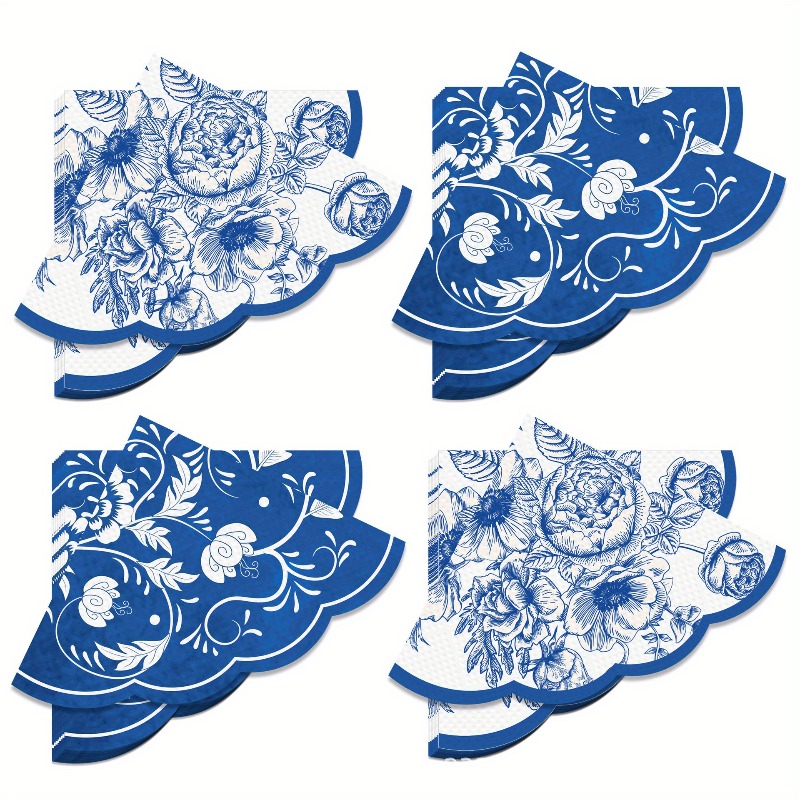 Outdoor Furniture Vintage - Vintage Blue Flowers Paper Napkins Wedding
