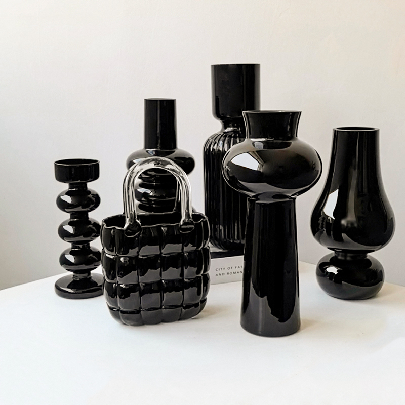 Outdoor Furniture Vintage - Vintage Black Glass Vase - Retro