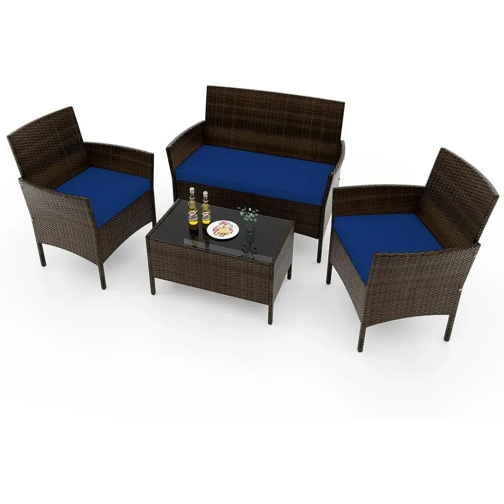 Outdoor Furniture Loveseat - 4-Piece Outdoor Patio Furniture Set -