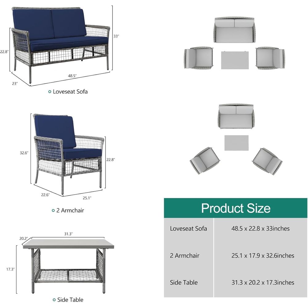 4-Piece Outdoor Patio Furnitur - Outdoor Furniture Loveseat 评论和价格