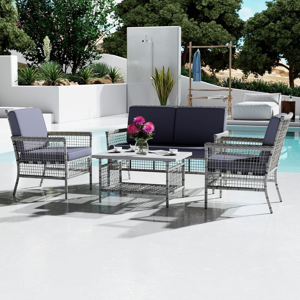 4-Piece Outdoor Patio Furnitur - Outdoor Furniture Loveseat 评论和价格