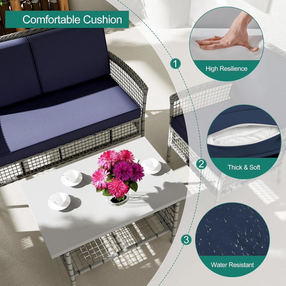 4-Piece Outdoor Patio Furnitur - Outdoor Furniture Loveseat 评论和价格