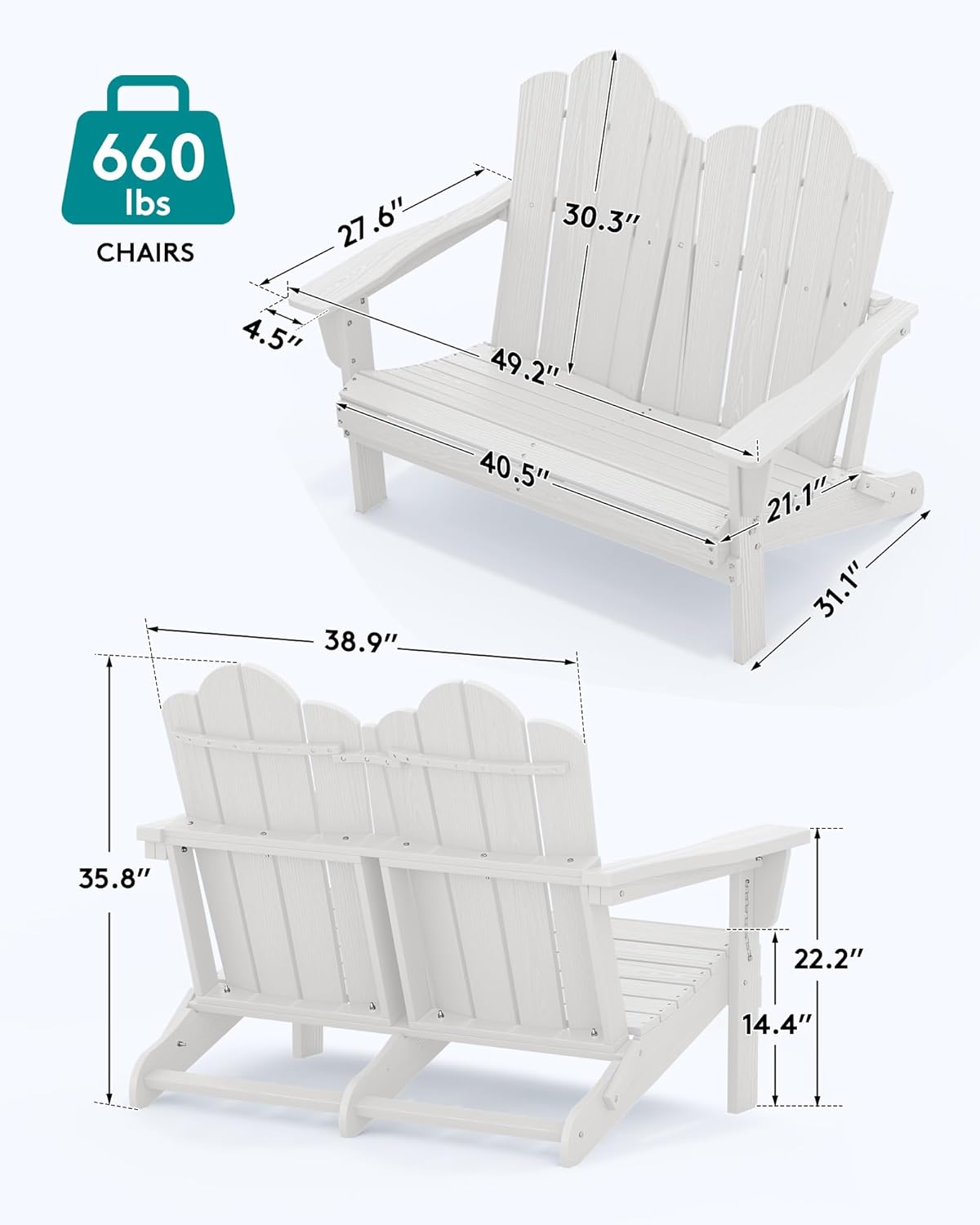 HDPE All-Weather Folding Adiro - Outdoor Furniture Loveseat 评论和价格