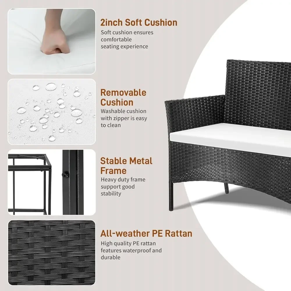 4-Piece Outdoor Patio Furnitur - Outdoor Furniture Loveseat 评论和价格