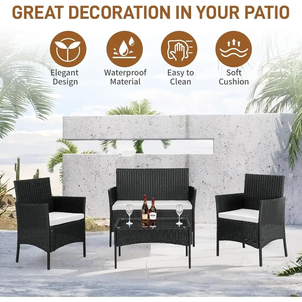 4-Piece Outdoor Patio Furnitur - Outdoor Furniture Loveseat 评论和价格