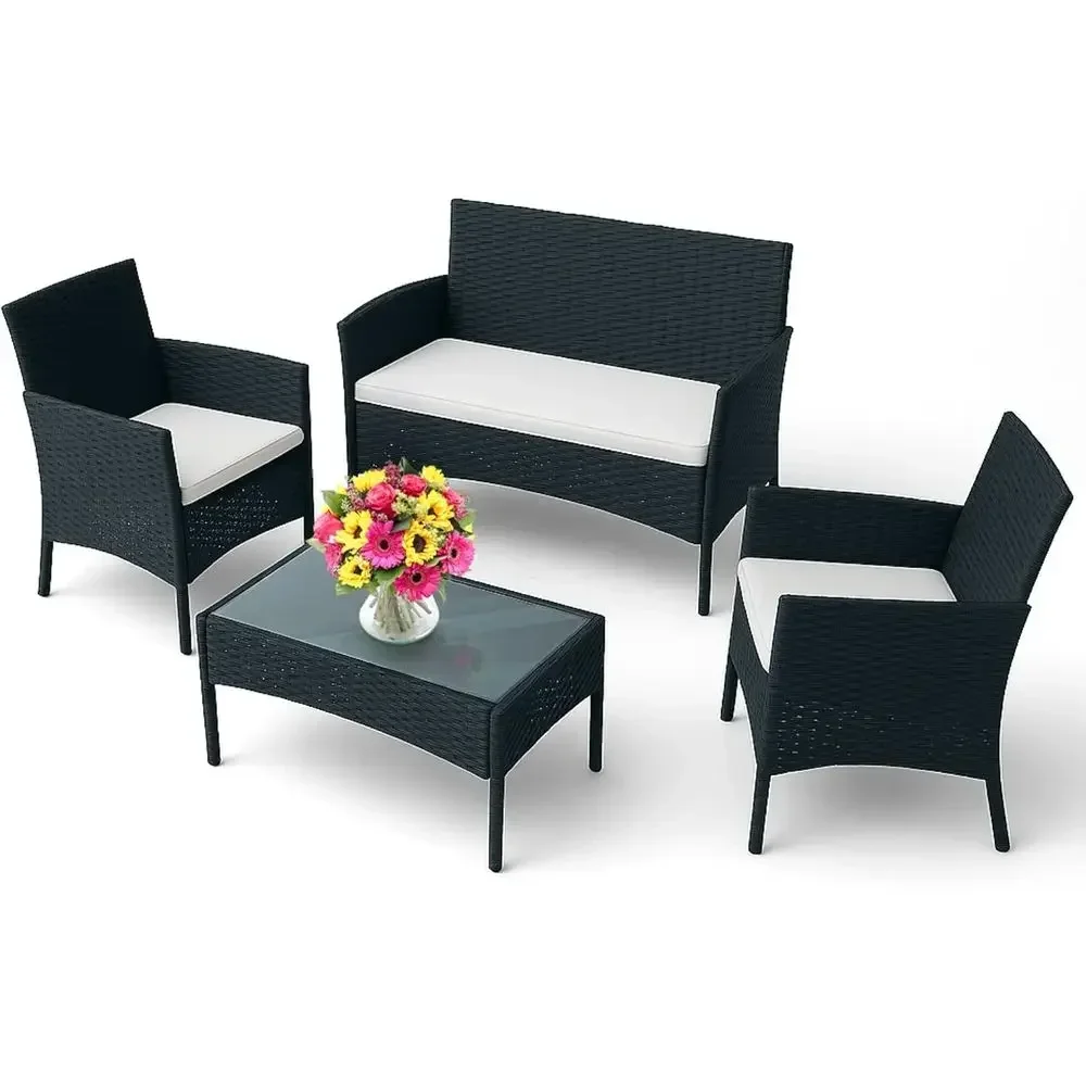 4-Piece Outdoor Patio Furnitur - Outdoor Furniture Loveseat 评论和价格