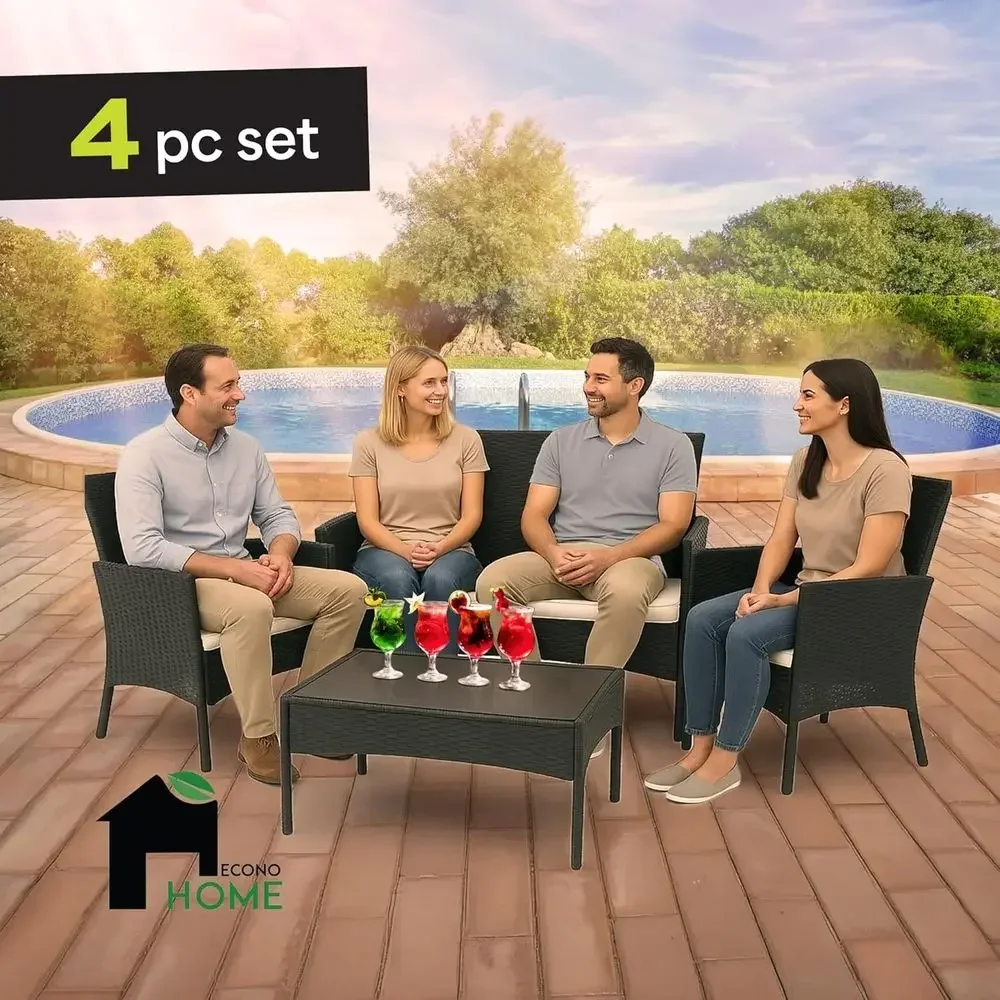 4-Piece Outdoor Patio Furnitur - Outdoor Furniture Loveseat 评论和价格
