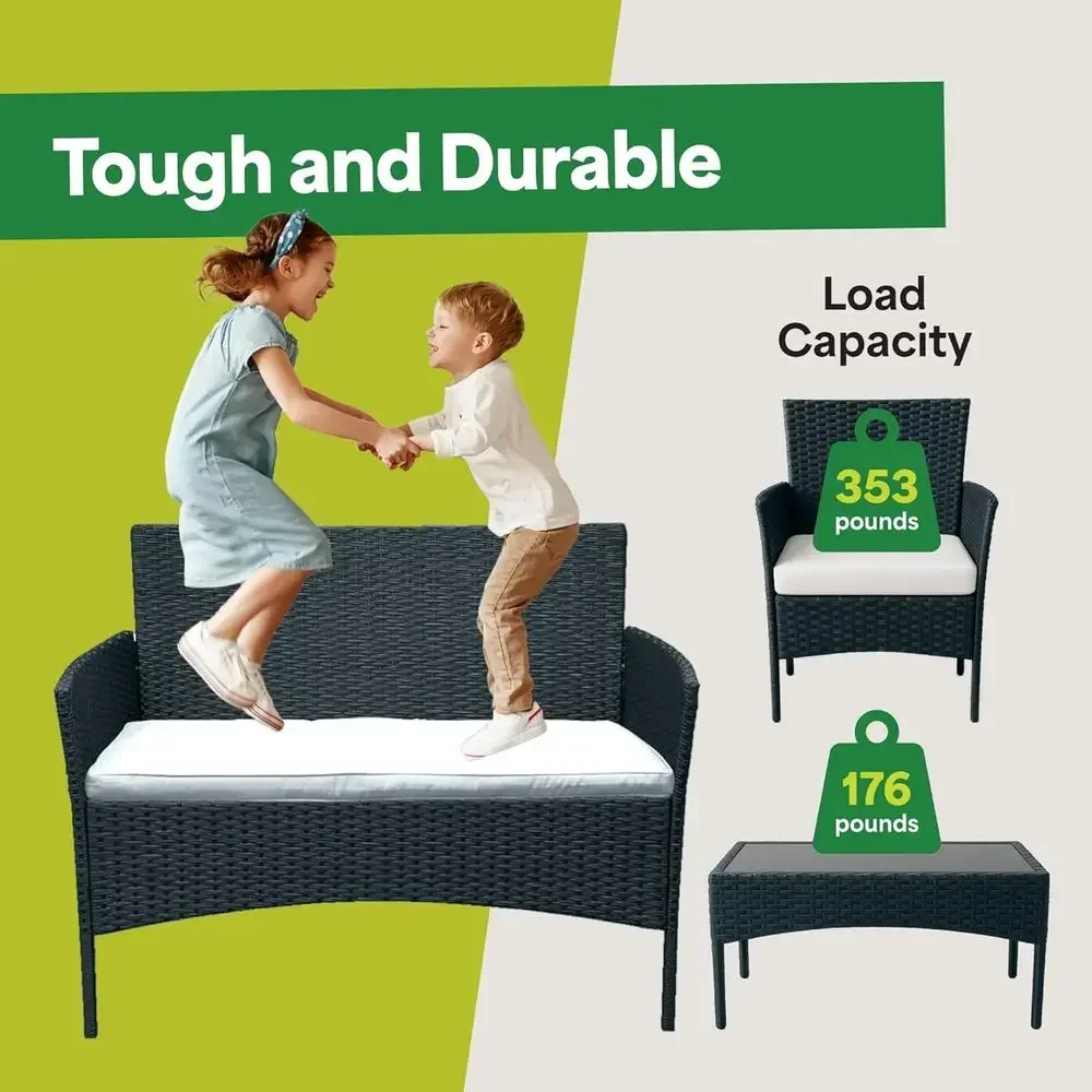 4-Piece Outdoor Patio Furnitur - Outdoor Furniture Loveseat 评论和价格