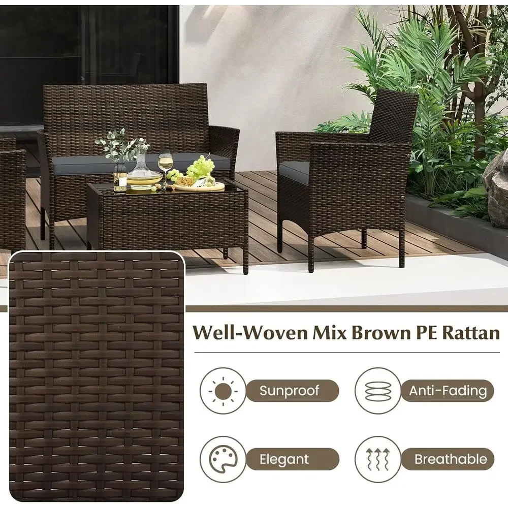 8-Piece Outdoor Rattan Patio F - Outdoor Furniture Loveseat 评论和价格