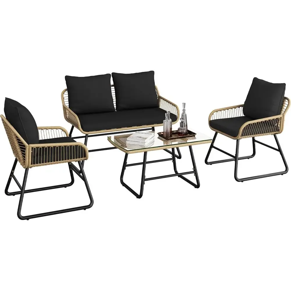 4-Piece Outdoor Wicker Patio F - Outdoor Furniture Loveseat 评论和价格