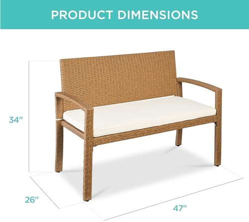 Outdoor Bench 2-Person Wicker  - Outdoor Furniture Cushion 评论和价格