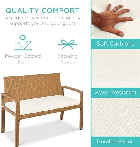 Outdoor Bench 2-Person Wicker  - Outdoor Furniture Cushion 评论和价格