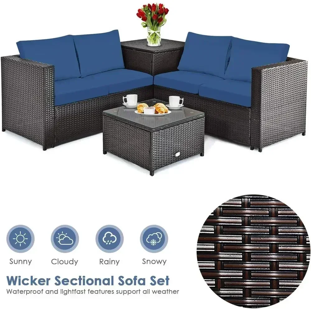 Weatherproof 4-Piece Patio Fur - Outdoor Furniture Loveseat 评论和价格