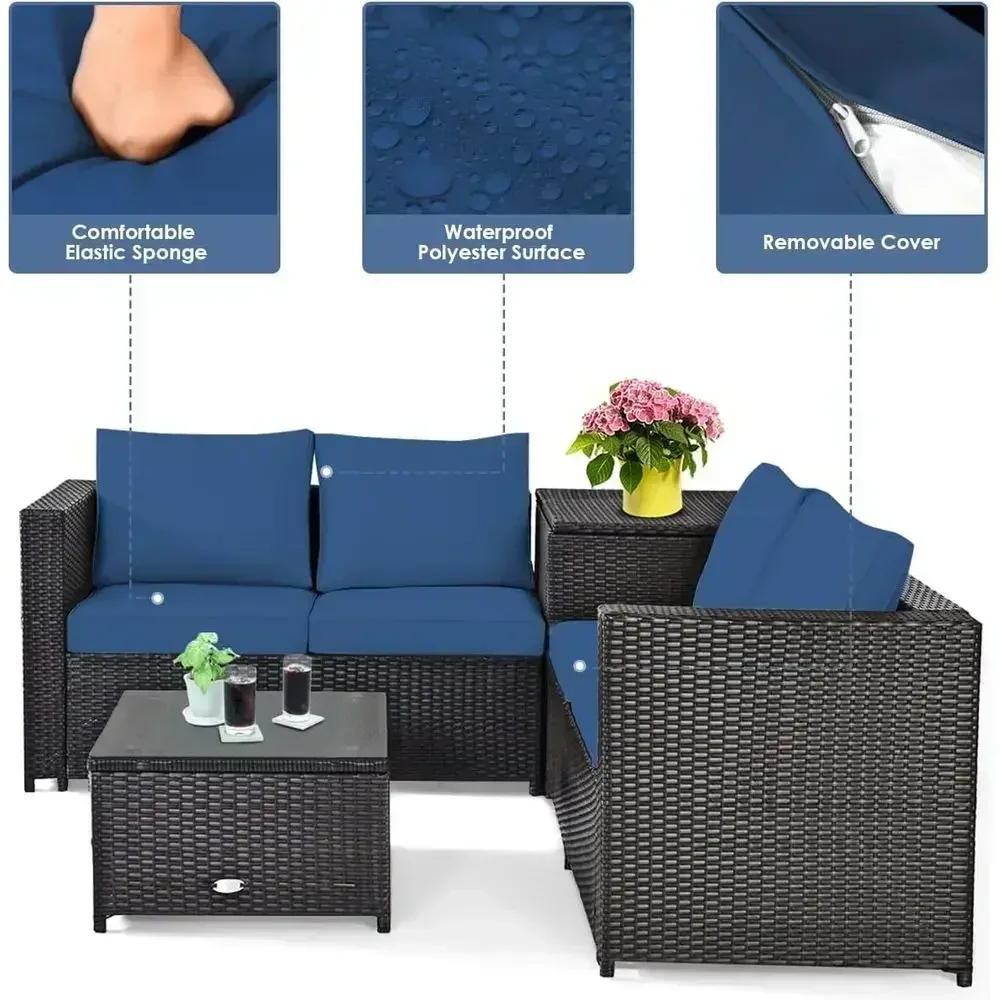 Weatherproof 4-Piece Patio Fur - Outdoor Furniture Loveseat 评论和价格