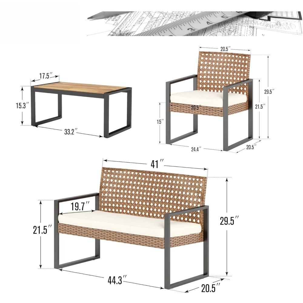 Patio Wicker Furniture Set for - Outdoor Furniture Loveseat 评论和价格