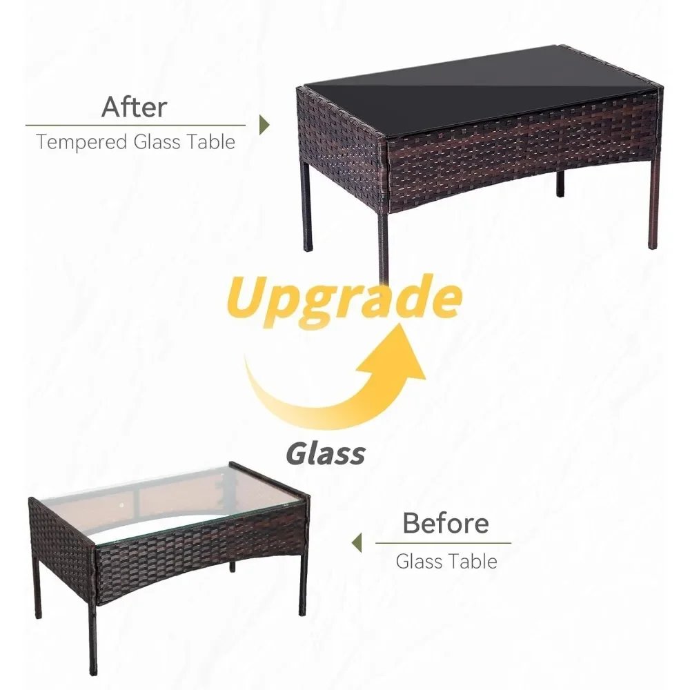 Set 4 Pieces Conversation Sets - Outdoor Furniture Loveseat 评论和价格