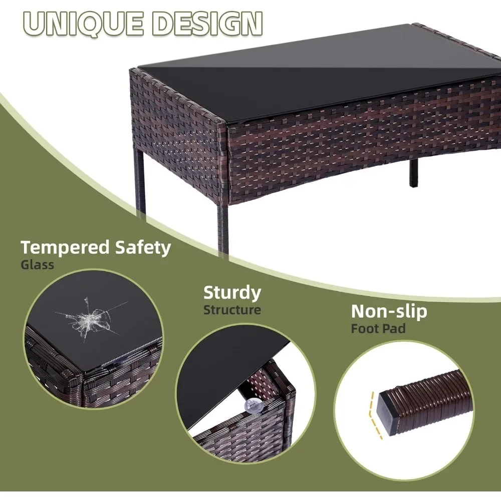 Set 4 Pieces Conversation Sets - Outdoor Furniture Loveseat 评论和价格