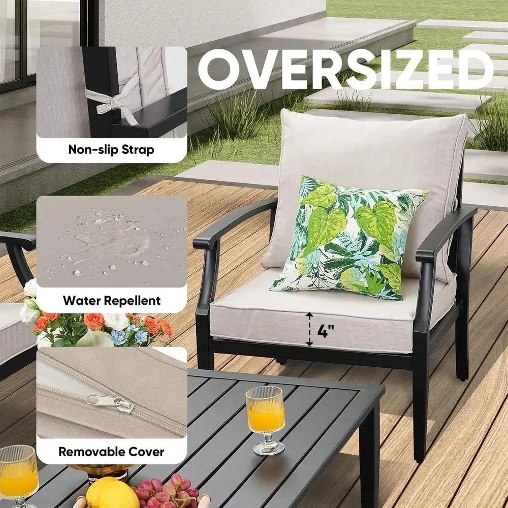 4-Piece Outdoor Patio Furnitur - Outdoor Furniture Loveseat 评论和价格