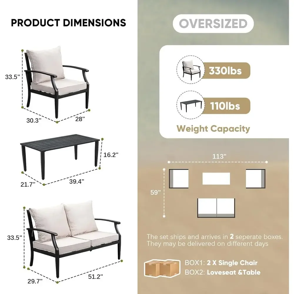 4-Piece Outdoor Patio Furnitur - Outdoor Furniture Loveseat 评论和价格