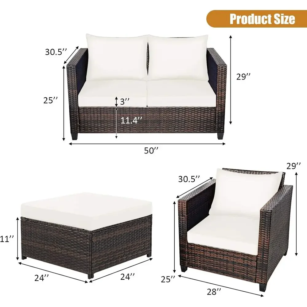 5-Piece Outdoor Wicker Patio F - Outdoor Furniture Loveseat 评论和价格