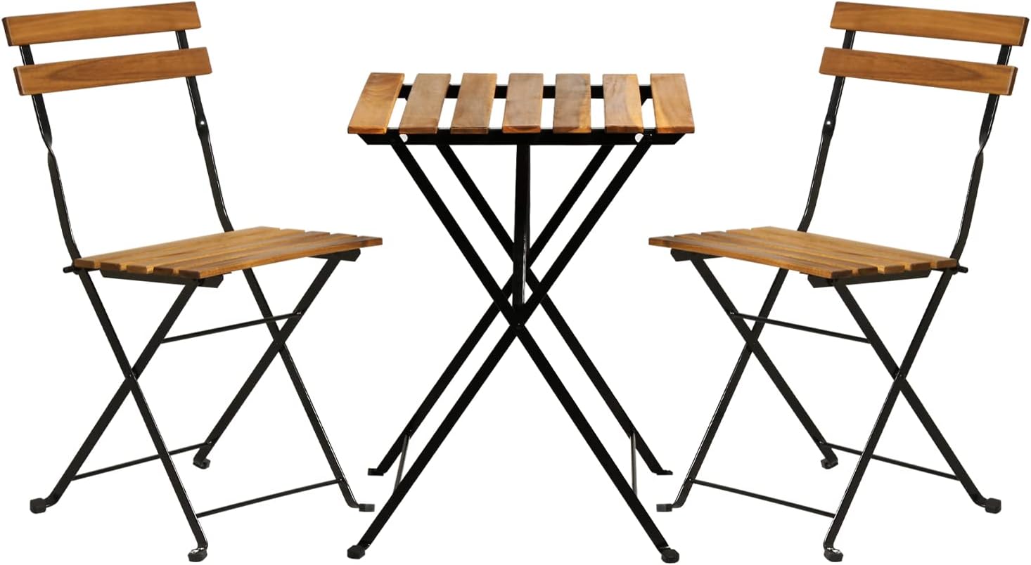 Natural wood 3-piece folding p - Outdoor Furniture Table And Chairs 评论和价格