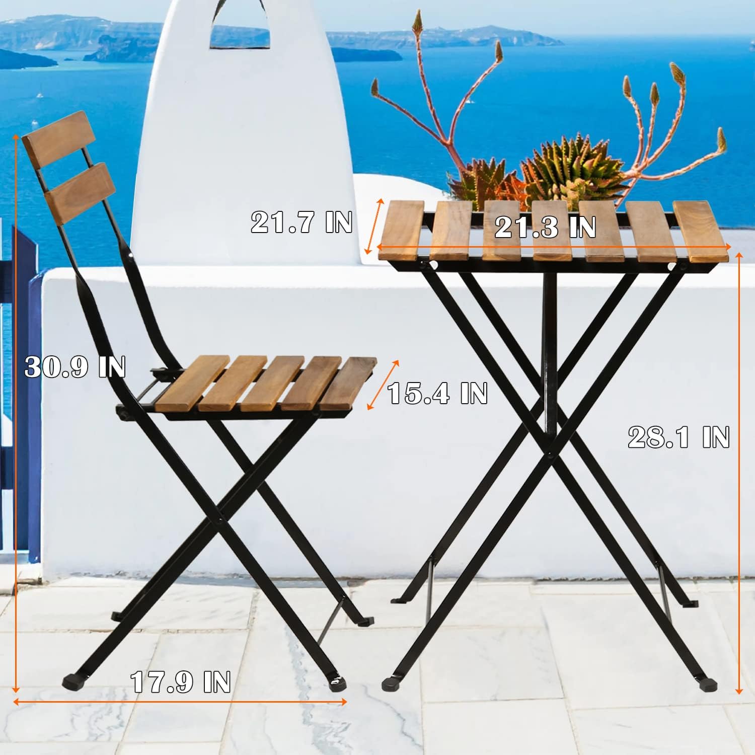 Natural wood 3-piece folding p - Outdoor Furniture Table And Chairs 评论和价格