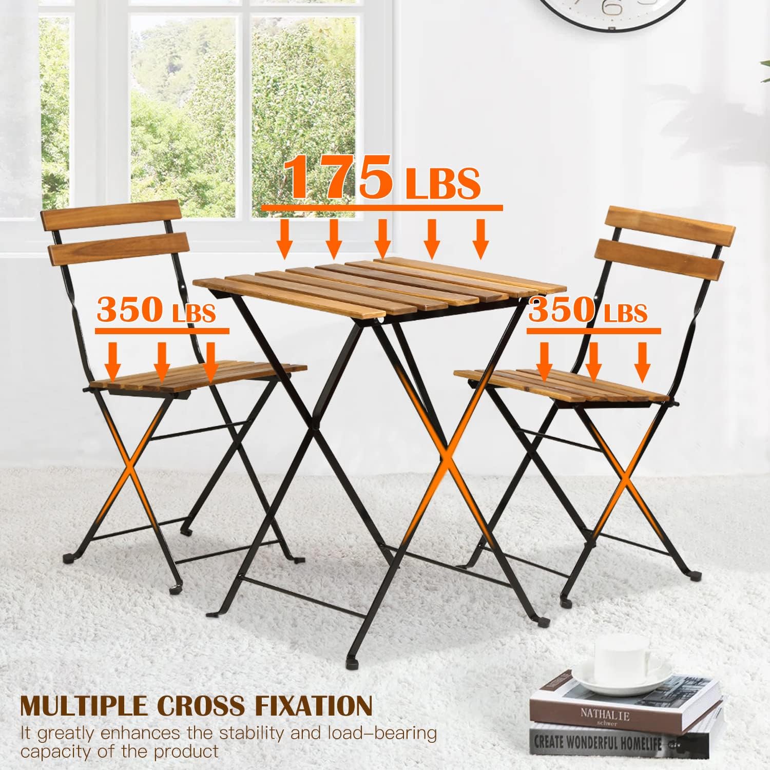 Natural wood 3-piece folding p - Outdoor Furniture Table And Chairs 评论和价格