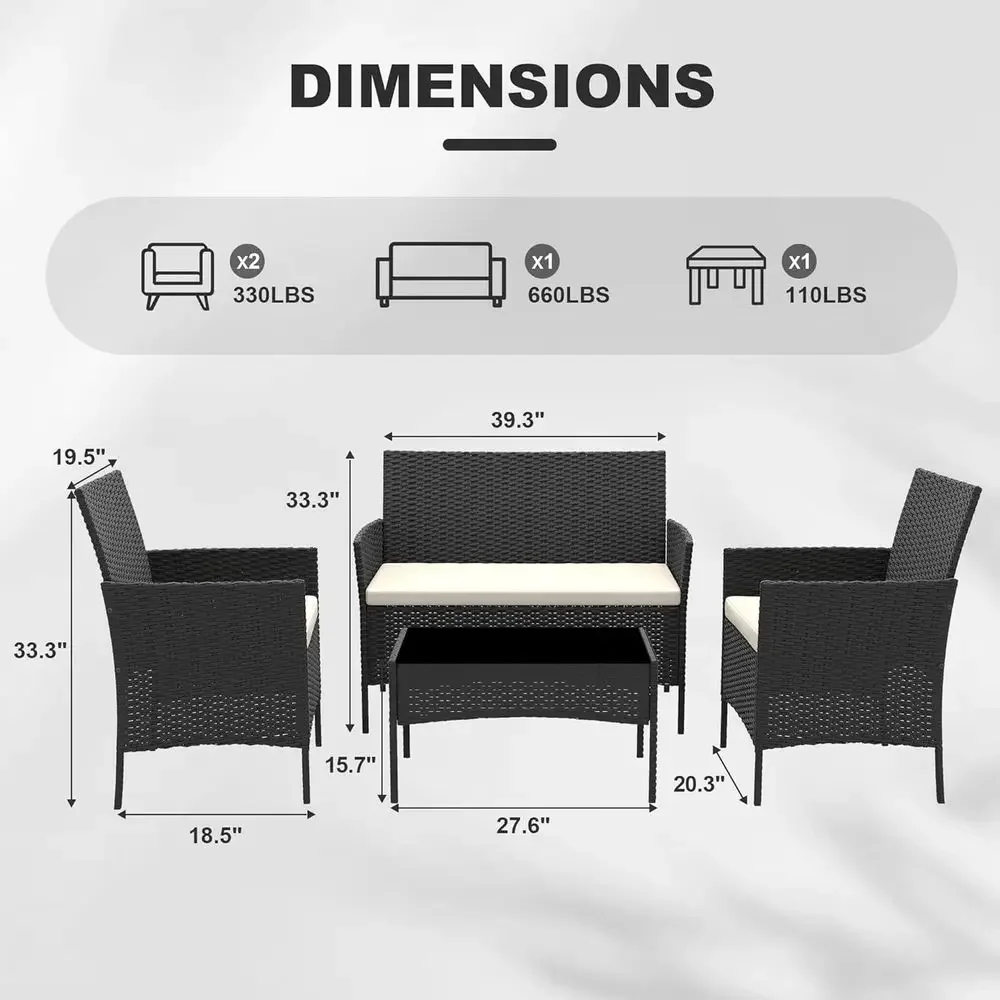 4-Piece Wicker Rattan Patio Fu - Outdoor Furniture Loveseat 评论和价格