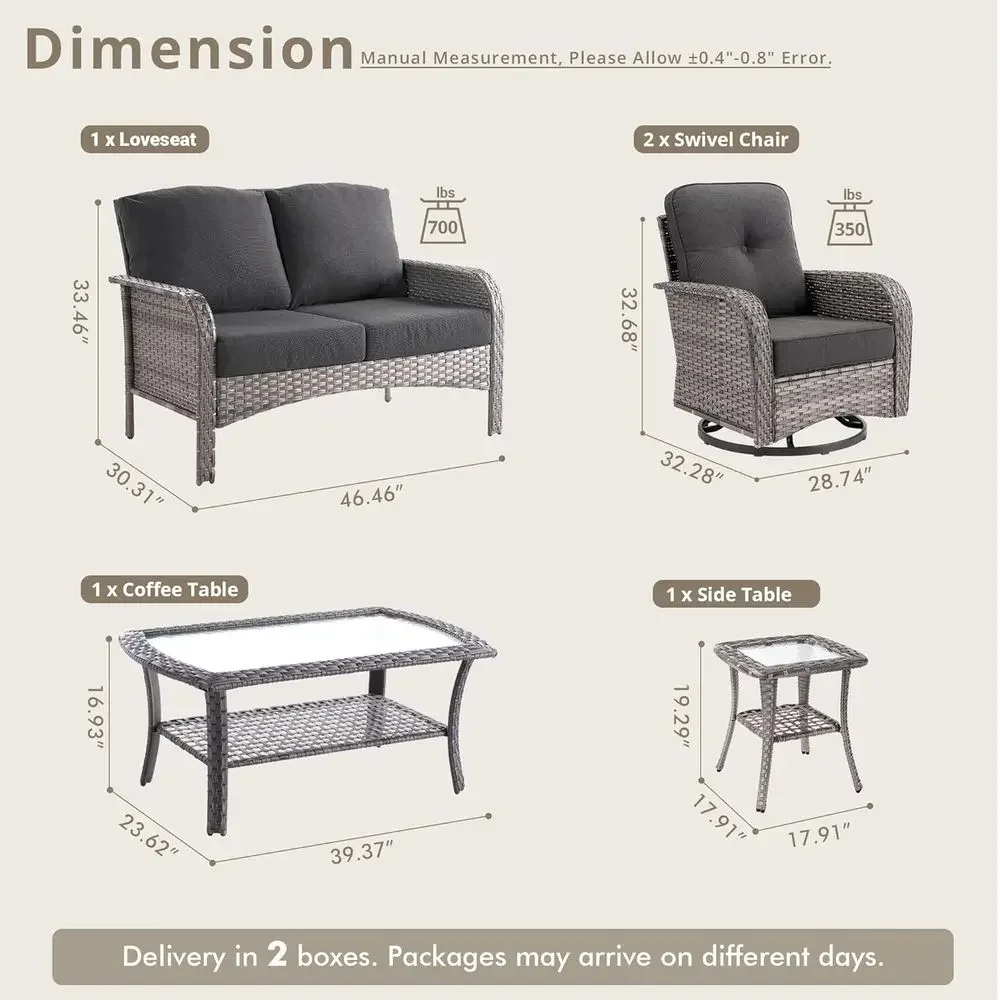 5-Piece Outdoor Patio Furnitur - Outdoor Furniture Loveseat 评论和价格