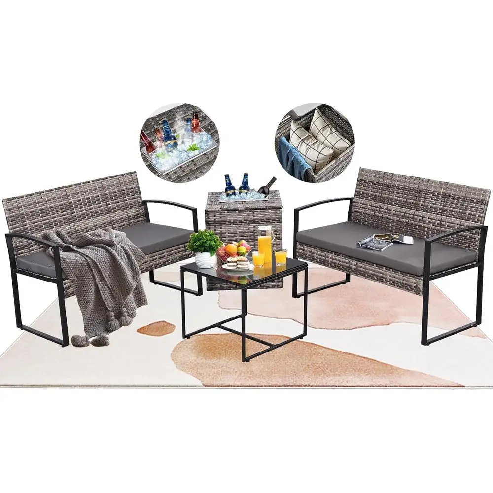 4-Piece Outdoor Patio Furnitur - Outdoor Furniture Loveseat 评论和价格