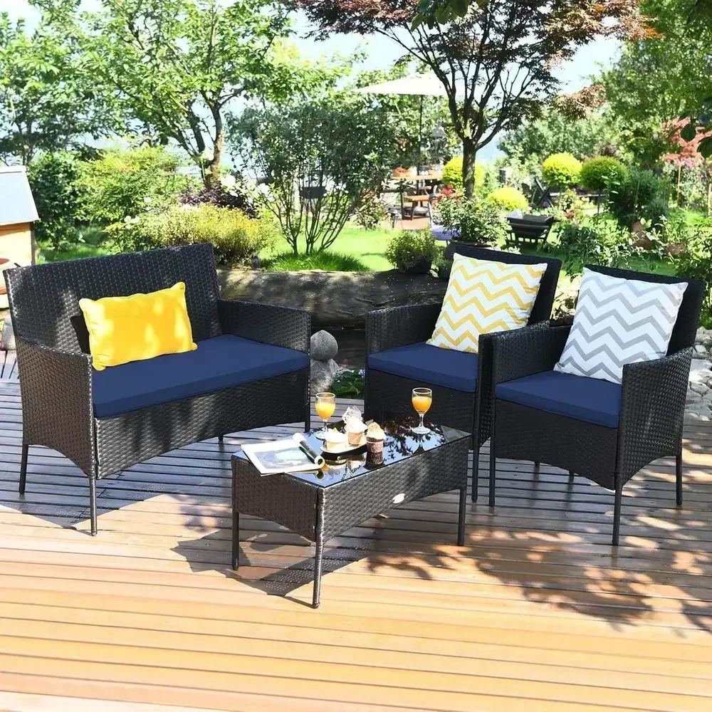 4-Piece Outdoor Wicker Patio F - Outdoor Furniture Loveseat 评论和价格