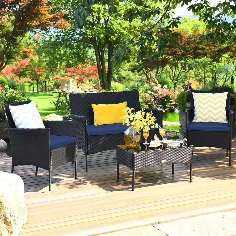 4-Piece Outdoor Wicker Patio F - Outdoor Furniture Loveseat 评论和价格