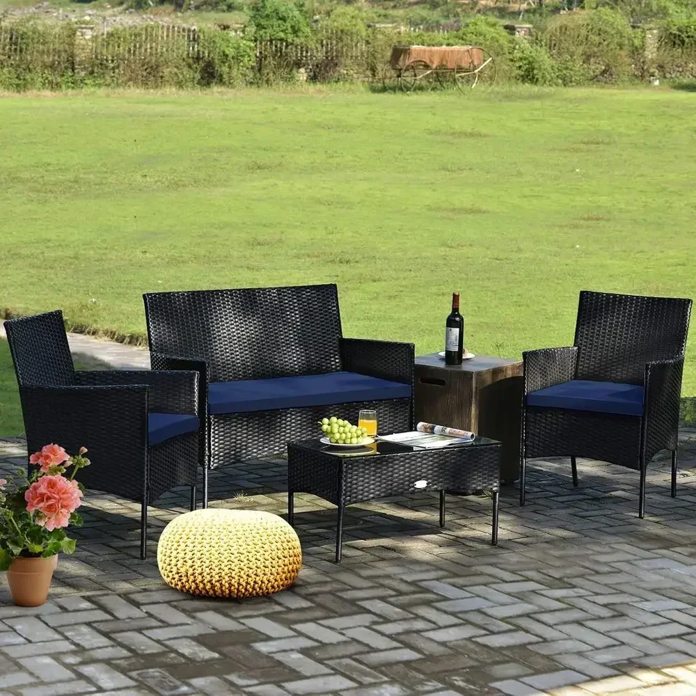 4-Piece Outdoor Wicker Patio F - Outdoor Furniture Loveseat 评论和价格