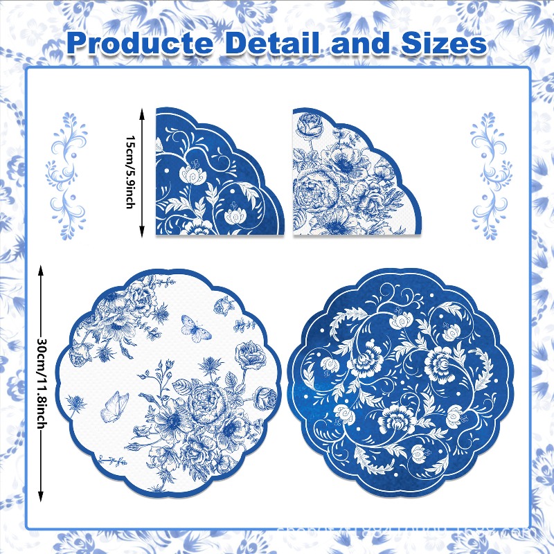 Vintage Blue Flowers Paper Nap - Outdoor Furniture Vintage 评论和价格