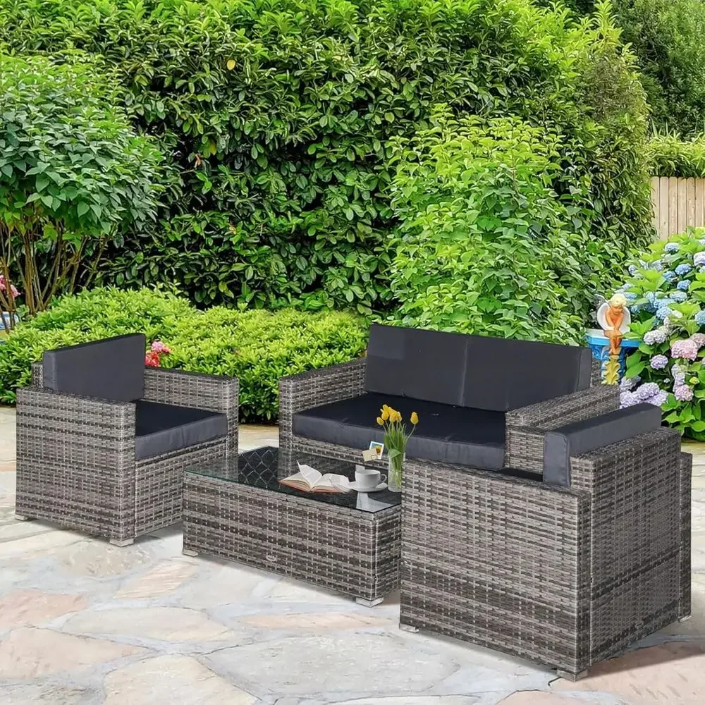 4-Piece Outdoor Wicker Section - Outdoor Furniture Loveseat 评论和价格