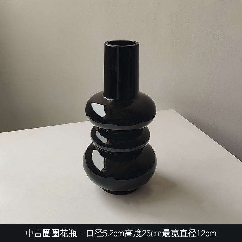 Vintage Black Glass Vase - Ret - Outdoor Furniture Vintage 评论和价格