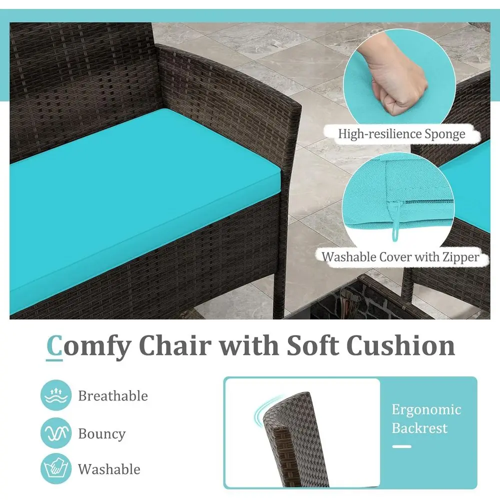 Turquoise 4-Piece Outdoor Pati - Outdoor Furniture Loveseat 评论和价格