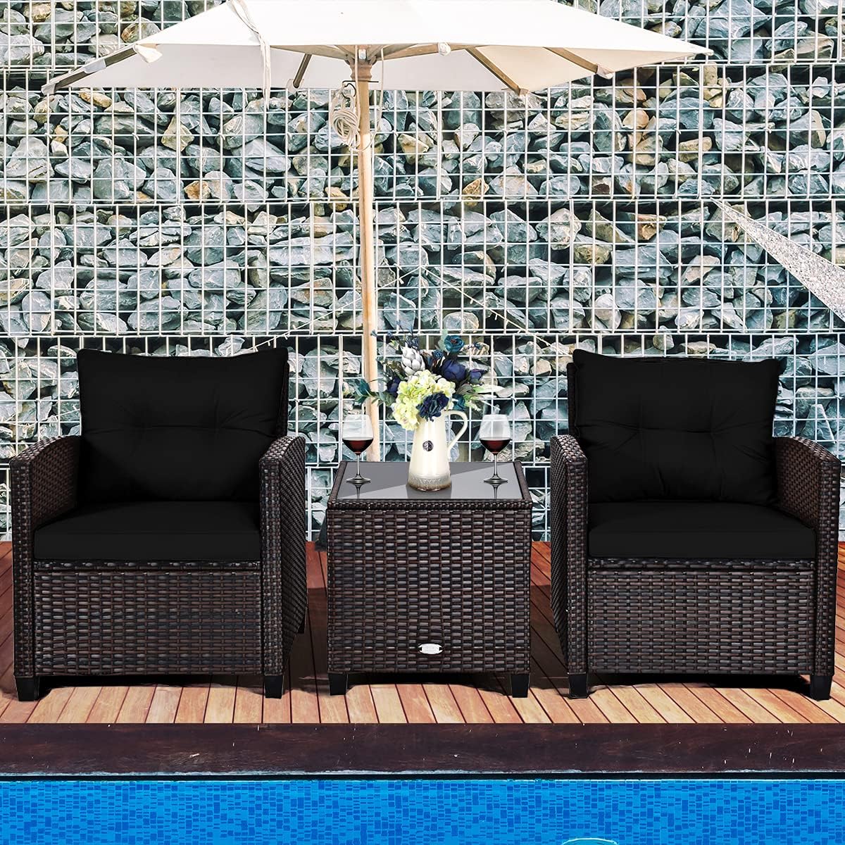 3 Pieces Patio Furniture Set,  - Outdoor Furniture Cushion 评论和价格