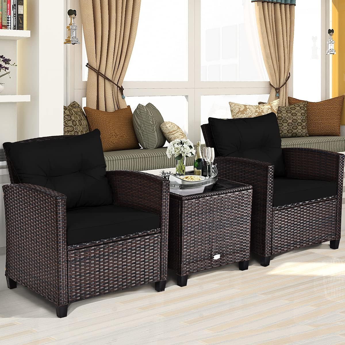 3 Pieces Patio Furniture Set,  - Outdoor Furniture Cushion 评论和价格