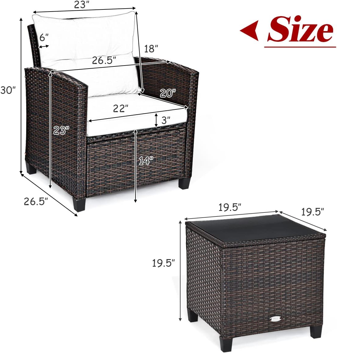 3 Pieces Patio Furniture Set,  - Outdoor Furniture Cushion 评论和价格