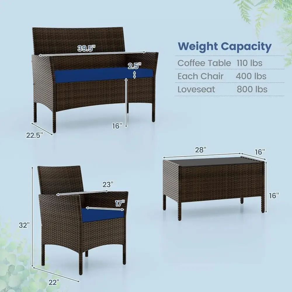 4-Piece Outdoor Patio Furnitur - Outdoor Furniture Loveseat 评论和价格